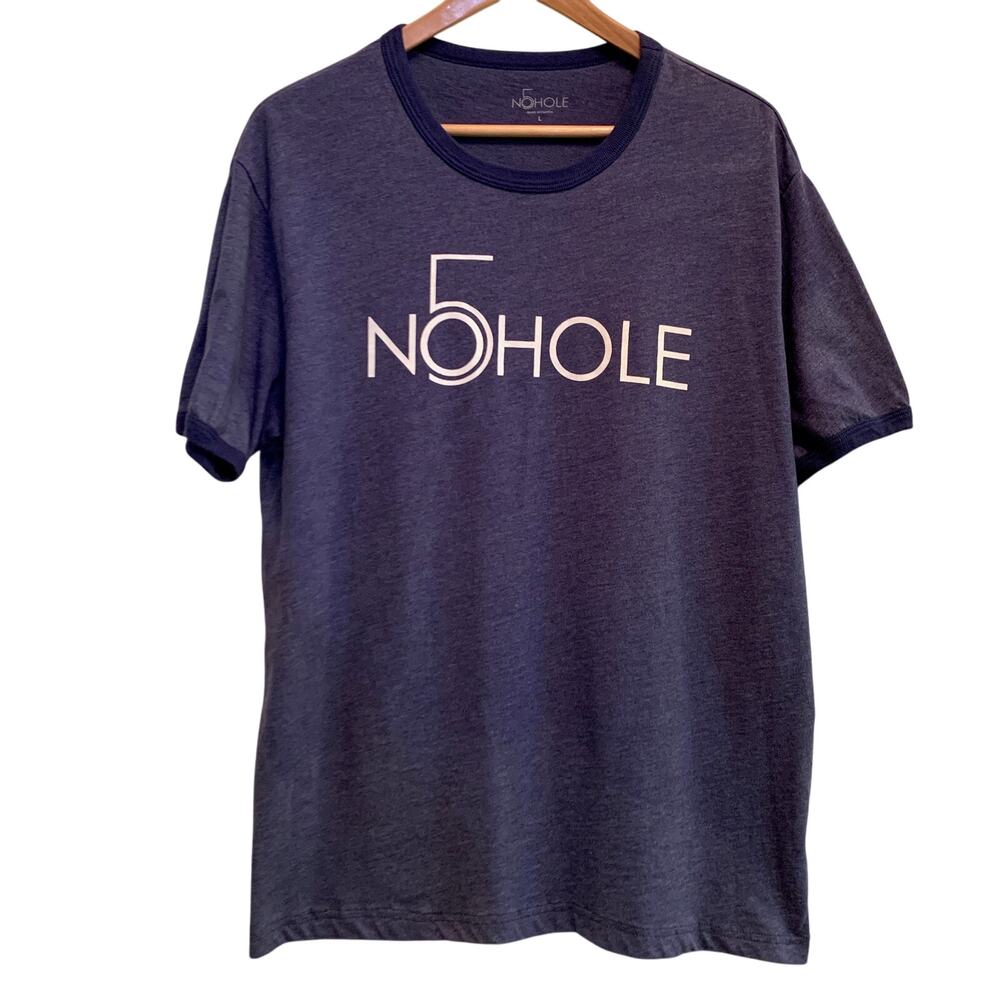 No5Hole Navy T-Shirt Mens Size L Hockey Goalie Kevin Weekes Sportswear Casual